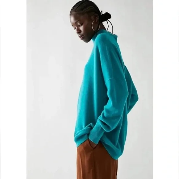 Free People Teal Cashmere Ottoman Sweater - Large - Picture 2 of 8